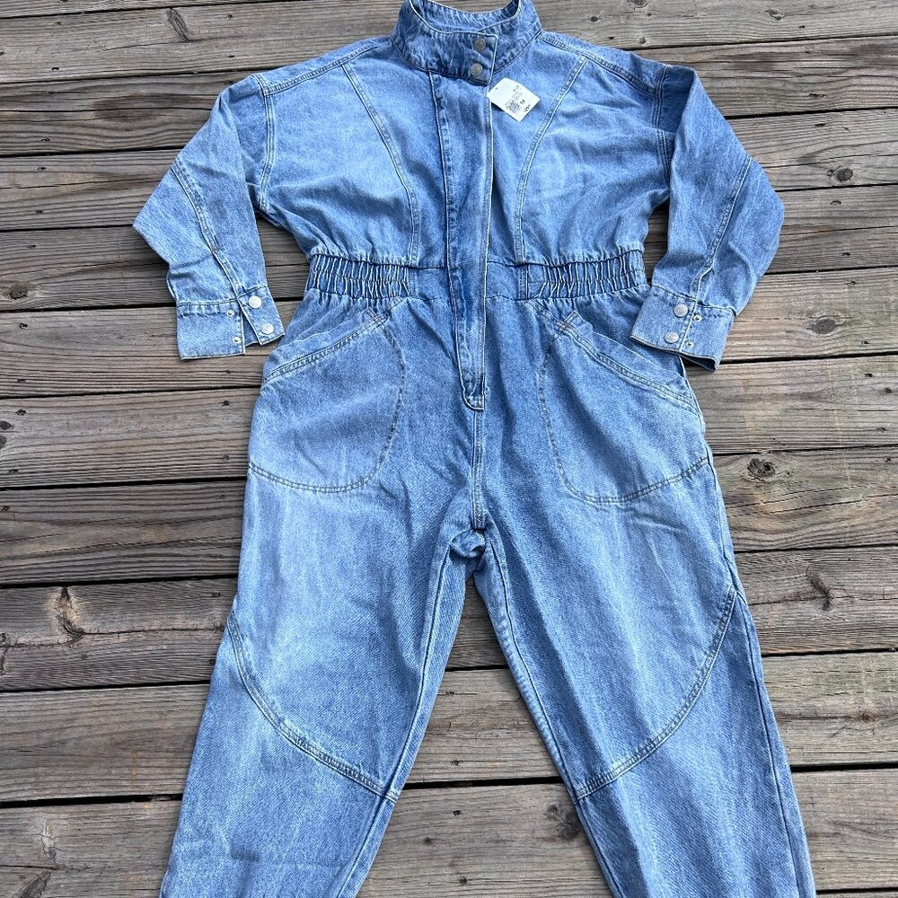Forever 21 Denim Funnel-Neck Jumpsuit size 3X (see measurements) NWT